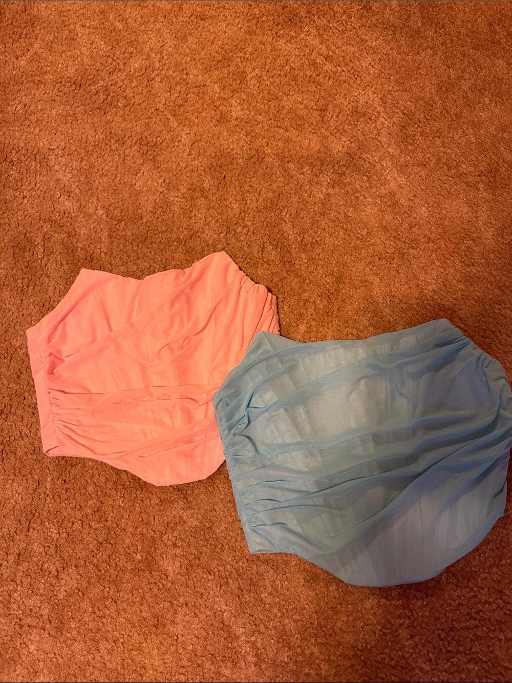 SHEIN Coral Pink & Light Blue Pleated corset tops